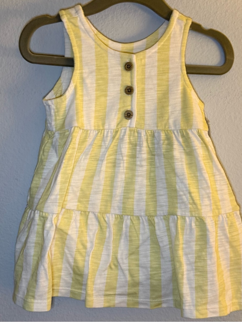 cloud island Yellow and White Striped Sleeveless Tiered Dress